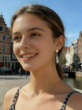 Vintage Silver Plated Dutch Clog Dangle Earrings - Made in Holland